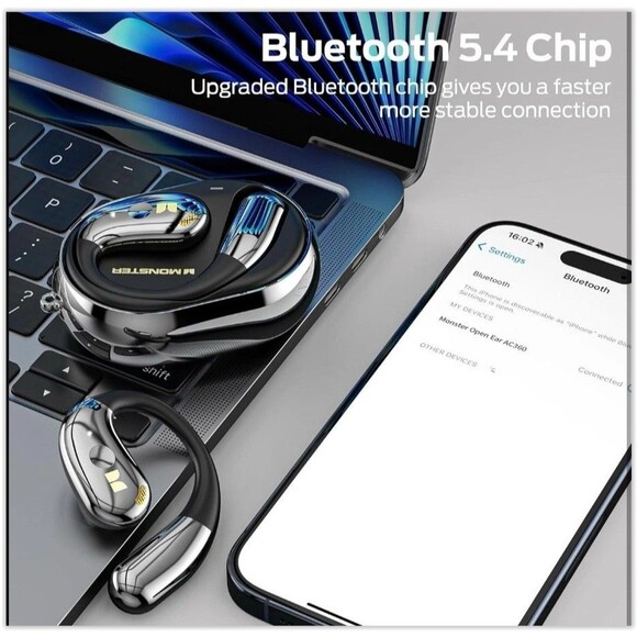 Monster Open Ear AC360 Bluetooth Headset Listen Music Anywhere Air conduction - Picture 7 of 12